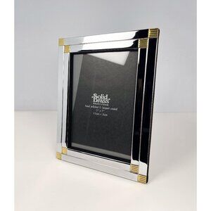 Vintage Solid Brass 5" x 7" gold and silver frame with velvet backing